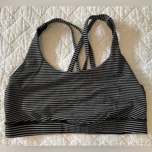 Lululemon Energy Bra, size 8, black with white stripes